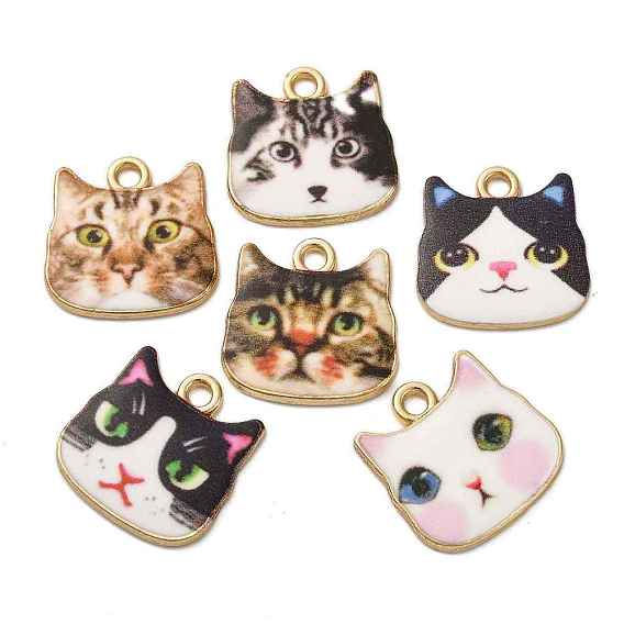 Подвески из эмали и сплава, без кадмия, без никеля и без свинца, золотые, очарование кошачьей головы