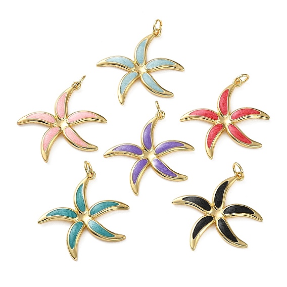 Латунные подвески, прелести морская звезда, с эмалью