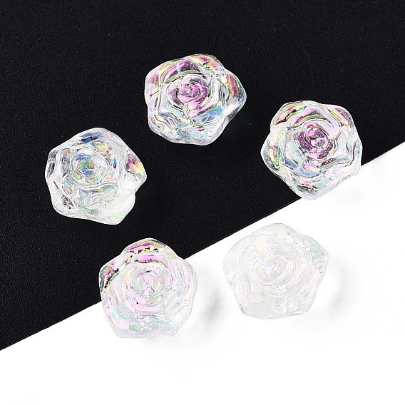 Гальванические стеклянные бусины, цветок, с покрытием AB цвета