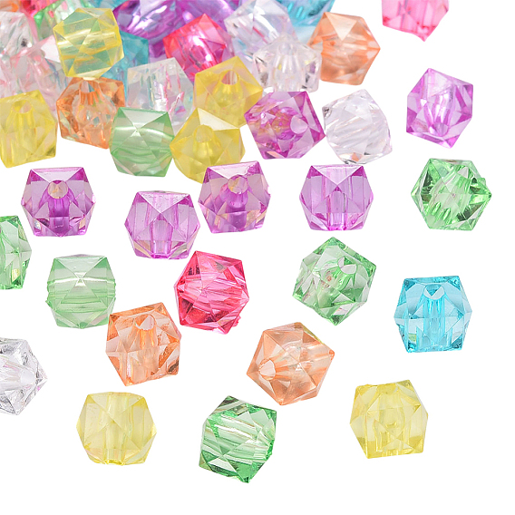 300 шт прозрачные акриловые бусины, кубические, граненые