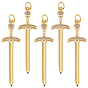 5 кулоны из латуни с прозрачным кубическим цирконием, с прыжковых колец, без никеля , шарм в форме меча