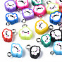Handmade Polymer Clay Charms, with Platinum Plated Iron Loop, Cloud with Smile