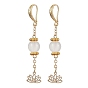 Alloy Glass Hoop Dangle Earrings, Flower