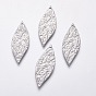 304 Stainless Steel Pendants, Textured Leaf