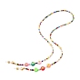 Glass Seed Beads Eyeglasses Chains, with Heart Polymer Clay Beads, Neck Strap for Eyeglasses, with Rubber Loop Ends