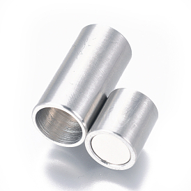304 Stainless Steel Magnetic Clasps with Glue-in Ends, Matte, Column