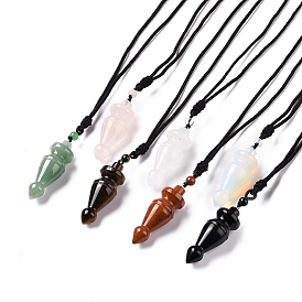 Gemstone Pendulum Shape Pendant Necklace with Nylon Cord for Women