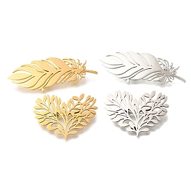 Heart Shaped Tree of Life/Feather 201 Stainless Steel Brooch for Women