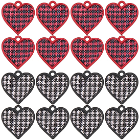 16 шт. 2 подвески из полиэфирного сплава с распыленной краской, подвески в виде сердца с узором «тартан»