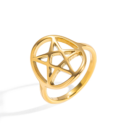 304 полое кольцо из нержавеющей стали в форме счастливой звезды, женское, модное и прочное кольцо