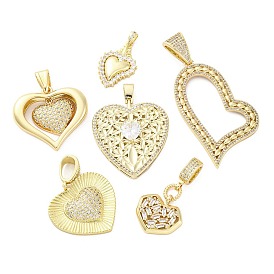 Латунные микропаве прозрачные подвески с фианитом, без кадмия и без свинца, сердце