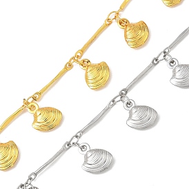 Gestellplattierung 304 Edelstahl-Stangengliederkette, mit muschelförmigem Anhänger, gelötet, mit Spule