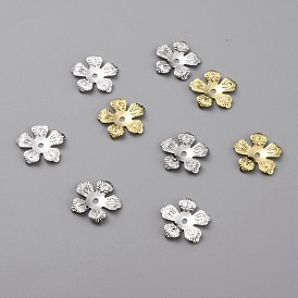 Brass Bead Cap, Long-Lasting Plated, 5-Petal Flower