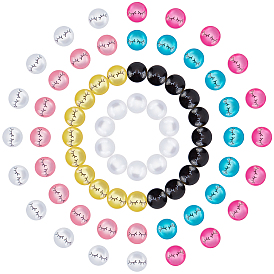 70Pcs 7 Style Resin Cabochons, with Self Adhesive, DIY Accessories, Flat Round with Brow