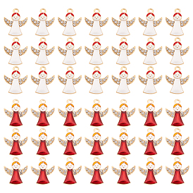 60 шт 2 цвета сплава эмалевые подвески, с кристально горный хрусталь, золотой свет, без кадмия, без никеля и без свинца, ангел