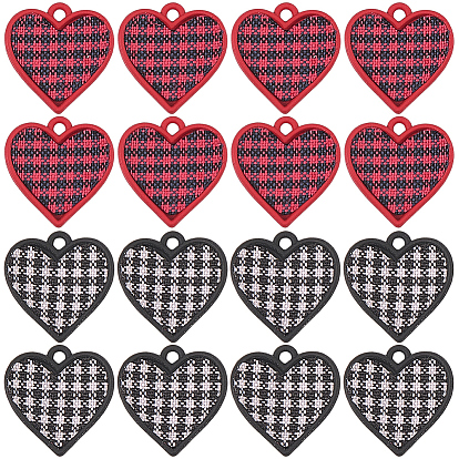 16 шт. 2 подвески из полиэфирного сплава с распыленной краской, подвески в виде сердца с узором «тартан»