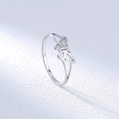 Glow in the Dark Luminous Stainless Steel Butterfly Finger Ring, with Enamel