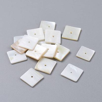 White Shell Mother of Pearl Shell Charms, Square