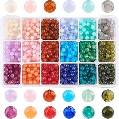 900Stk. 18 Farben runde Edelstein-Acrylperlen