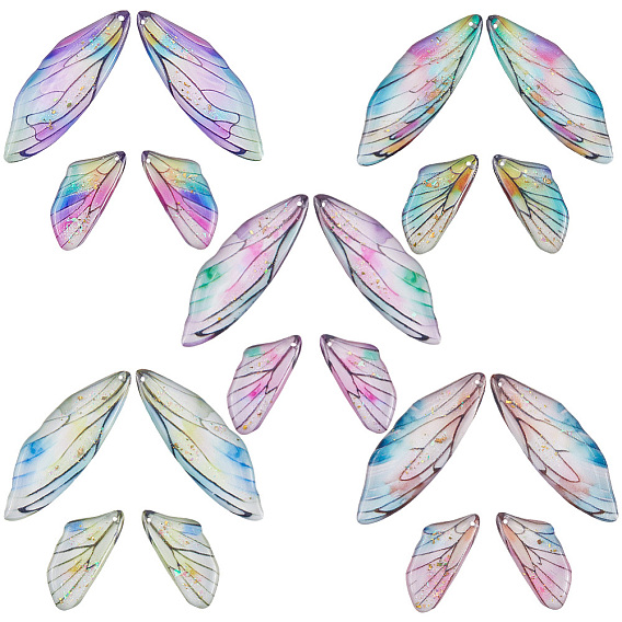 5 наборы 5 подвески из эпоксидной смолы, подвеска в виде крыла бабочки, с золотой фольгой и блеском