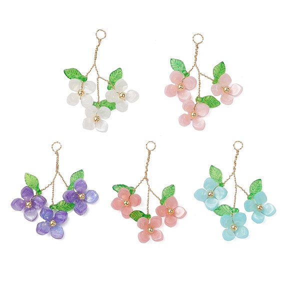 Пластик с подвесками из акрила и медной проволоки, цветок