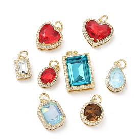 Латунные микро проложить кубического циркония подвески, со стеклом, без кадмия и без свинца, долговечный, стойки покрытие, реальный 18 k позолоченный