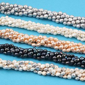 Нити из натурального культивированного пресноводного жемчуга, двух сторон полированной