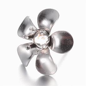 201 Stainless Steel Stud Earring Settings, with 304 Stainless Steel Pins, Flower