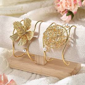 304 женские браслеты-манжеты из нержавеющей стали, с пластиковой имитационной жемчужиной