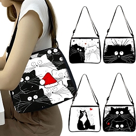 Cat Polyester Shoulder Bags, for Women Bags, Rectangle