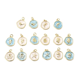 Латунные подвески, с эмалью, с целью перехода в кольце, золотые