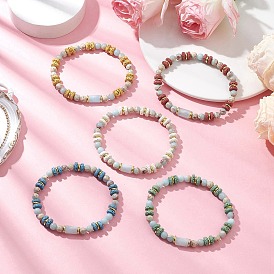 Браслеты из натуральных лавовых камней, синтетической аква-терра-яшмы и натурального аквамарина