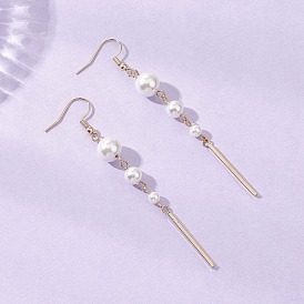 304 круглые серьги-подвески из нержавеющей стали с палочкой, с жемчугом из раковины 