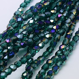 Electroplate Glass Beads Strands, Half Rainbow Plated, Faceted, Oval