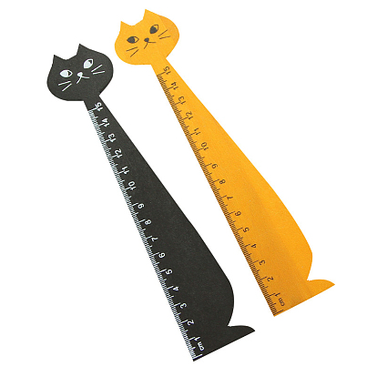 15cm Cat Shaped Straight Wood Ruler, Wooden Bookmark Measuring Tool, School Office Supplies