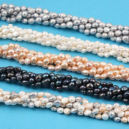 Нити из натурального культивированного пресноводного жемчуга, двух сторон полированной