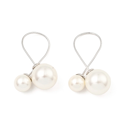 Boucles d'oreilles pendantes rondes en perles de coquillage, boucles d'oreilles en argent sterling plaqué rhodium, avec cachet 925