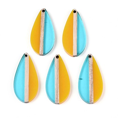 Прозрачные подвески из смолы и дерева, слеза, два тона