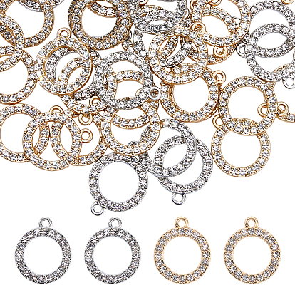 60Pcs 2 Colors Alloy with Rhinestone Pendants