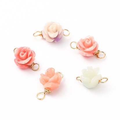 Charmes de connecteur de corail synthétique, avec les accessoires en laiton, lien fleurs