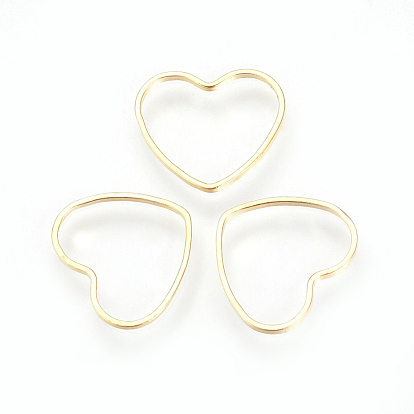 Латунные соединительные колечки, без никеля , реальный 18 k позолоченный, сердце