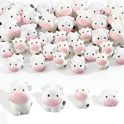 40Pcs 4 Styles Resin Cow Figurines Ornament, Micro Landscape Home Desktop Decoration