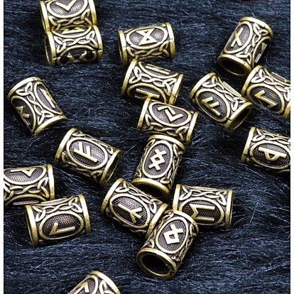 Европейские сплавочные бусины тибетского стиля , бусины с большим отверстием, столбец с рисунком символов рун