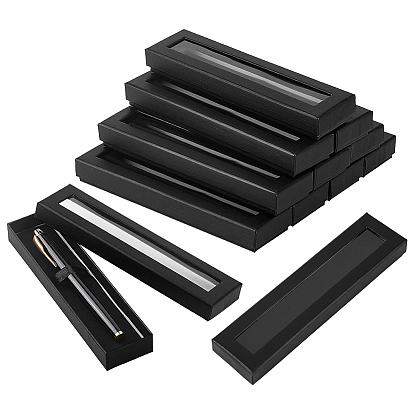 Бумажные подарочные коробки для одной ручки с бархатной внутренней отделкой и прозрачной крышкой., прямоугольные