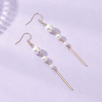 304 круглые серьги-подвески из нержавеющей стали с палочкой, с жемчугом из раковины 