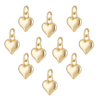 10подвески из латуни с гальваническим покрытием, сердце, с целью перехода в кольце, без кадмия и без свинца, долговечный
