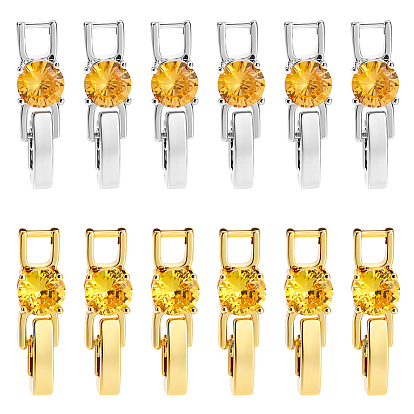 12 шт. 2 цвета, стойка, покрытие, латунь, микропаве, кубический цирконий, застежки для часового ремешка, долговечный, без свинца и без кадмия