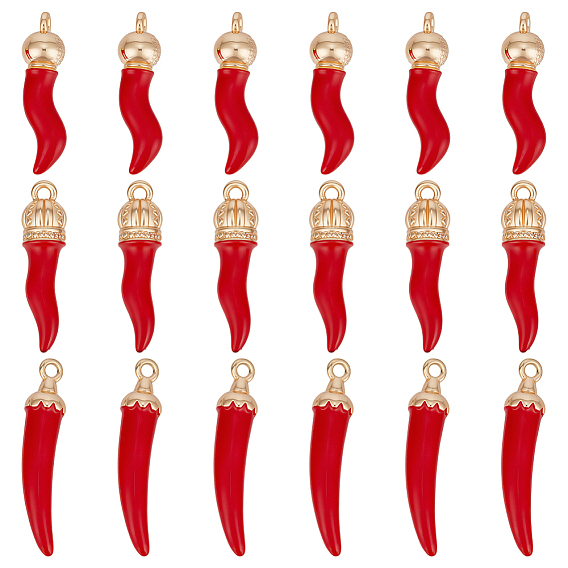 18 шт 3 стили подвески из сплава эмали, чили очарование