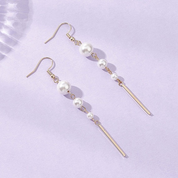 304 круглые серьги-подвески из нержавеющей стали с палочкой, с жемчугом из раковины 