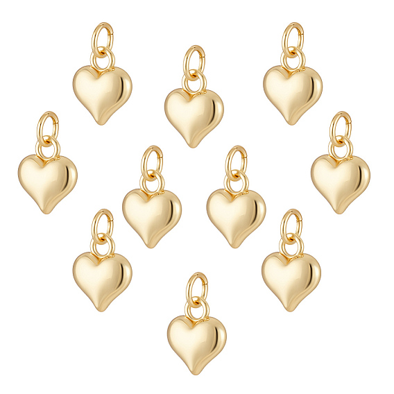 10подвески из латуни с гальваническим покрытием, сердце, с целью перехода в кольце, без кадмия и без свинца, долговечный